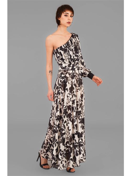 Abito in georgette fantasia Double C | G015-103BIANCO/NERO